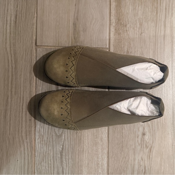 Olive Green Women's Slip-On Shoes - Picture 2 of 5